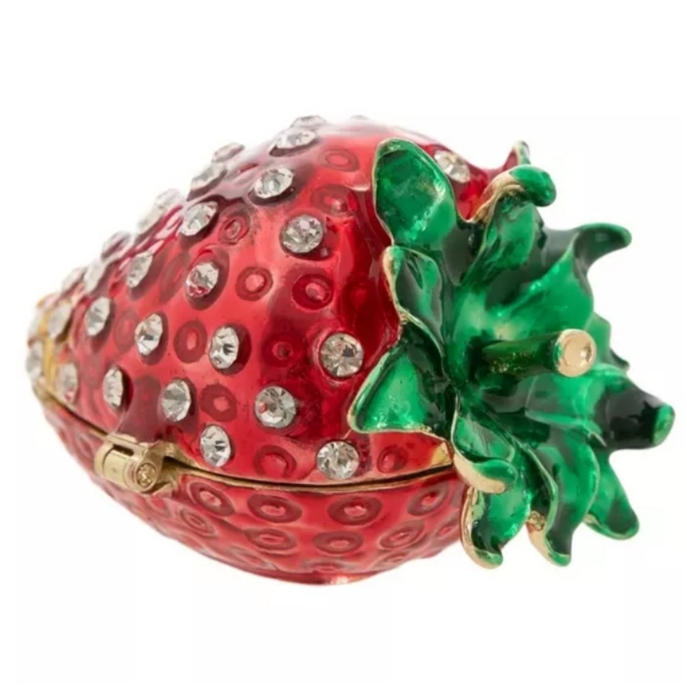 Strawberry Rhinestone Jewelry Trinket Box - Picture 3 of 4